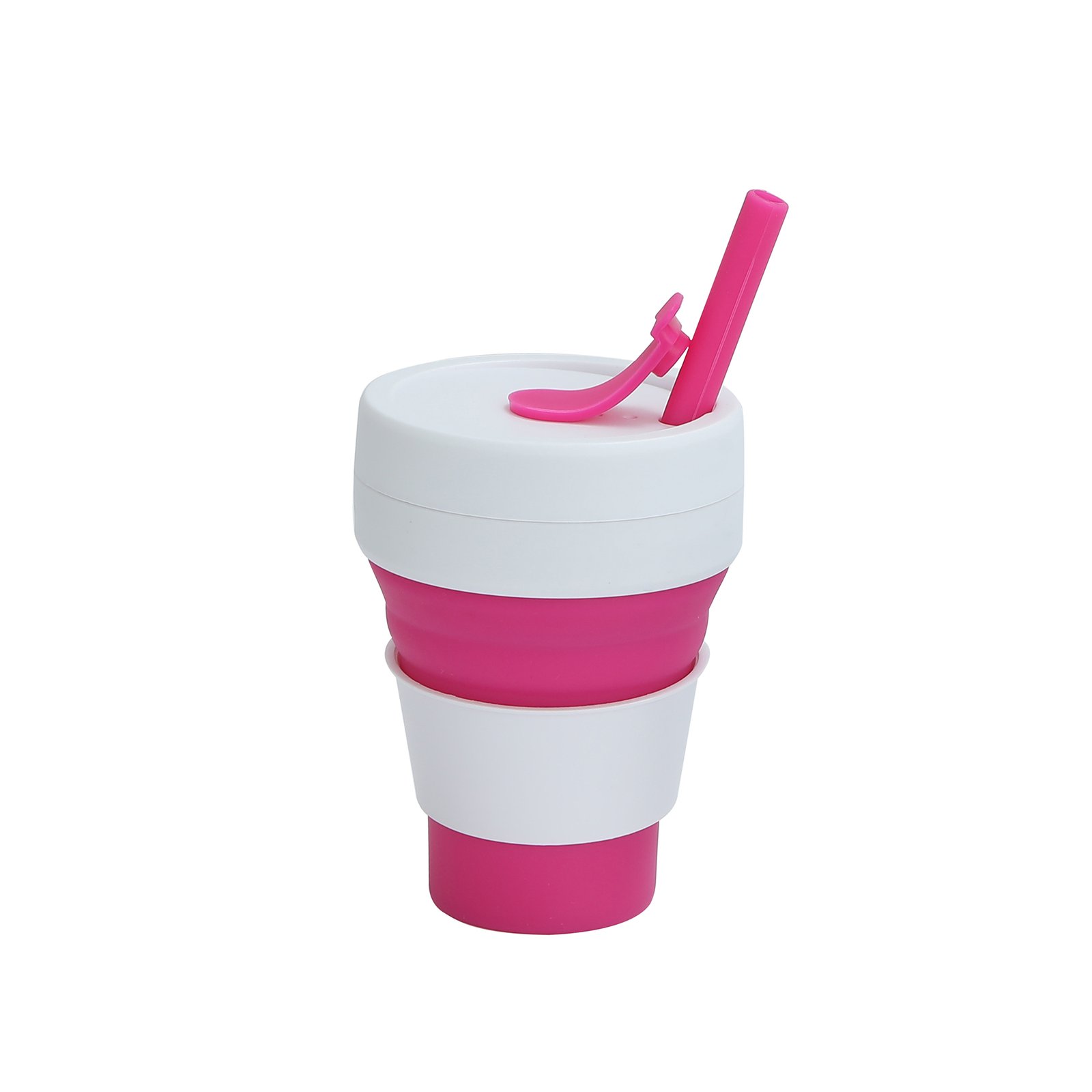 12 OZ Collapsible Foldable Silicone Travel Cup with Straw