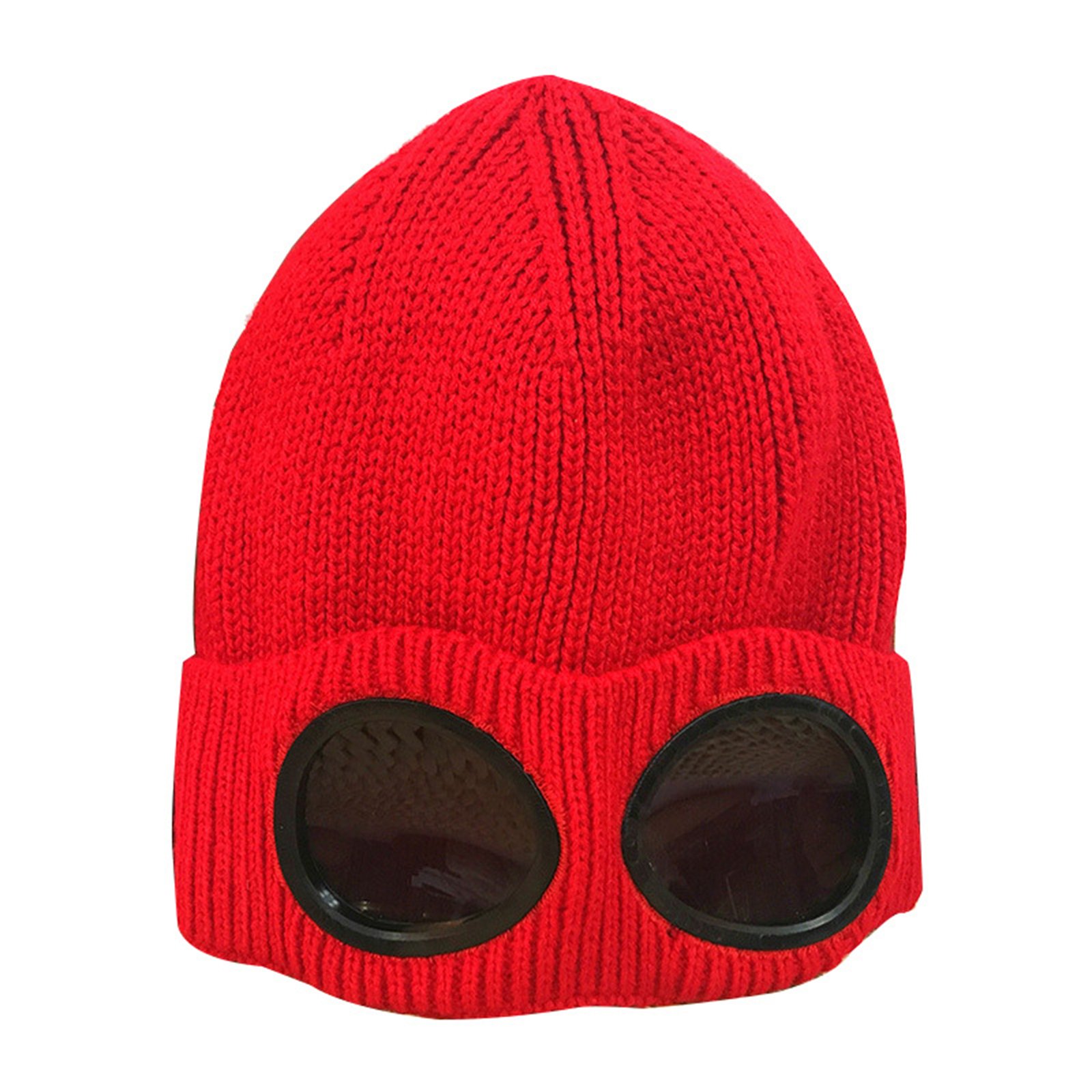 Ski Thick Knitted Hat With Windproof Glasses