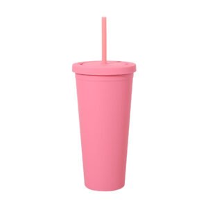 23 Oz. Colorfull Plastic Cups w/ Lid and Straw