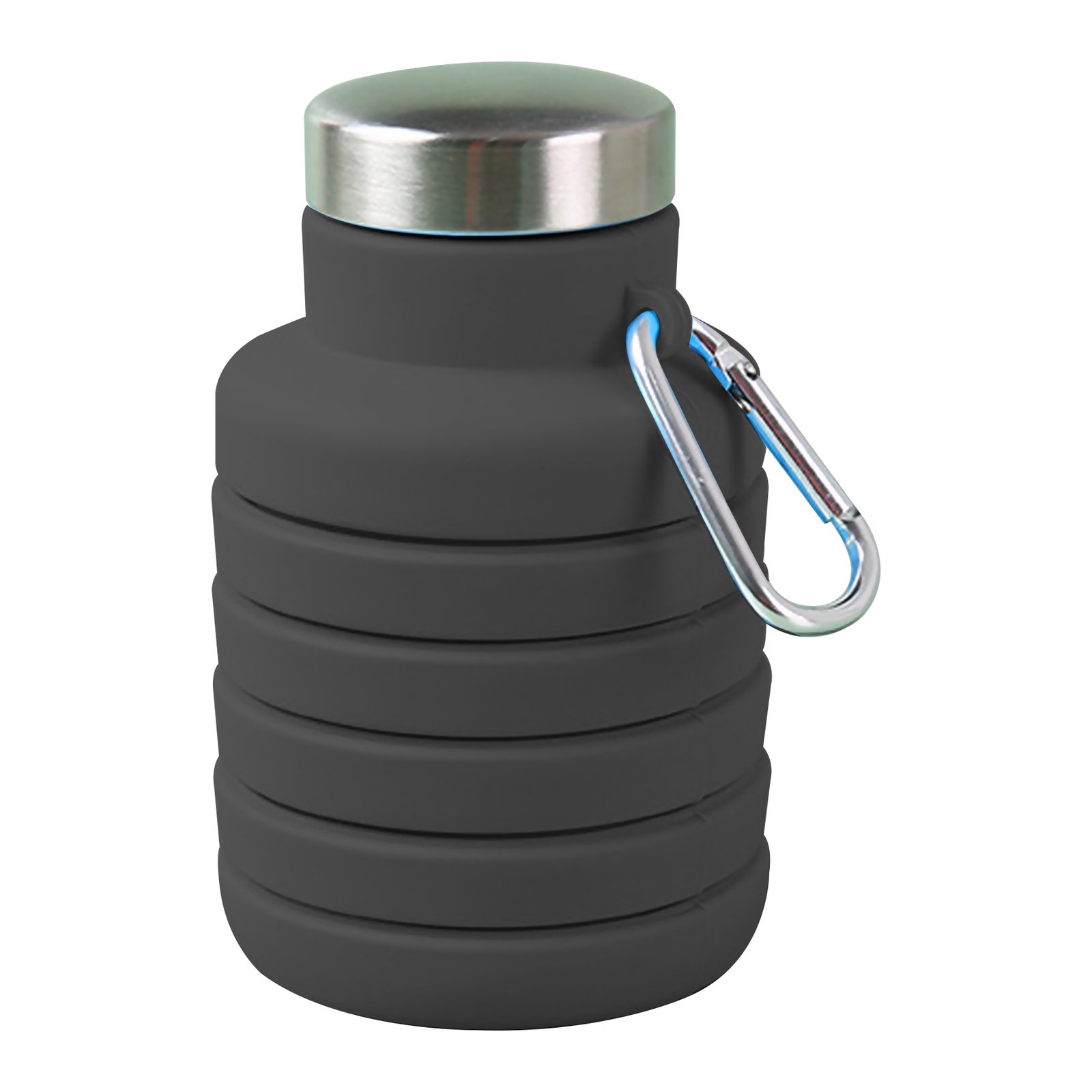 17 oz Collapsible Silicone Water Bottle w/ Carabiner