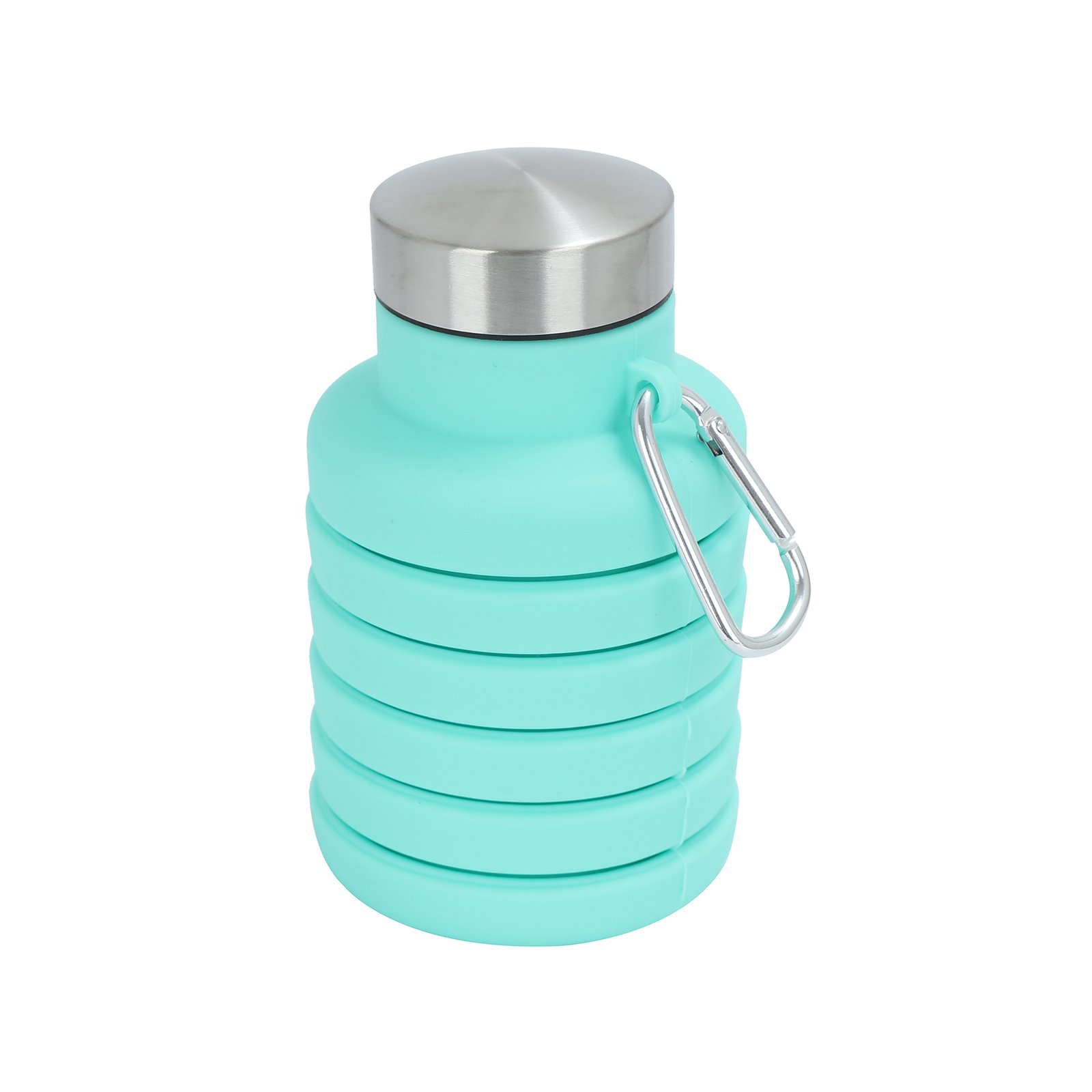 17 oz Collapsible Silicone Water Bottle w/ Carabiner