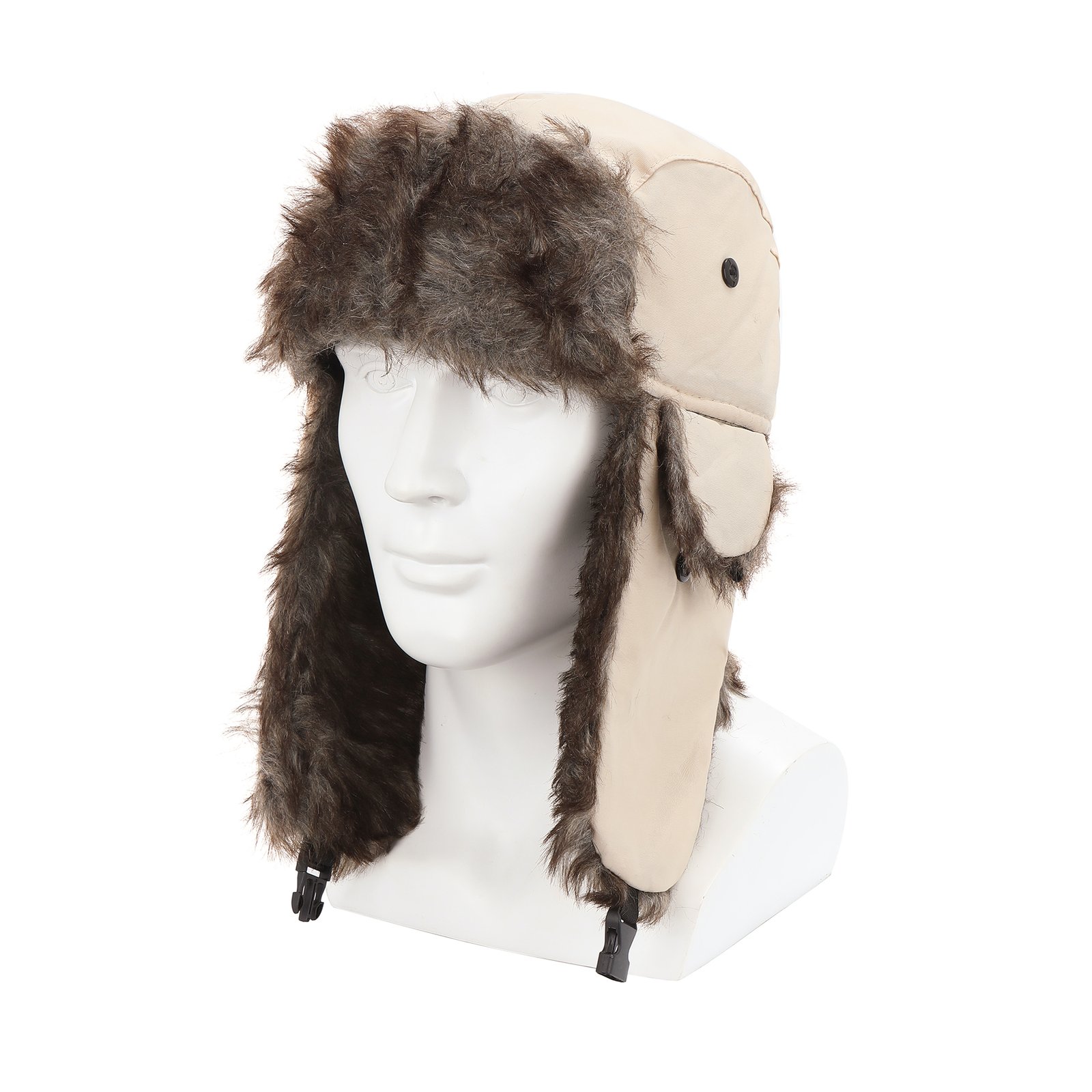 Winter Hat with Brim Warm Earflaps Faux Fur Baseball Cap