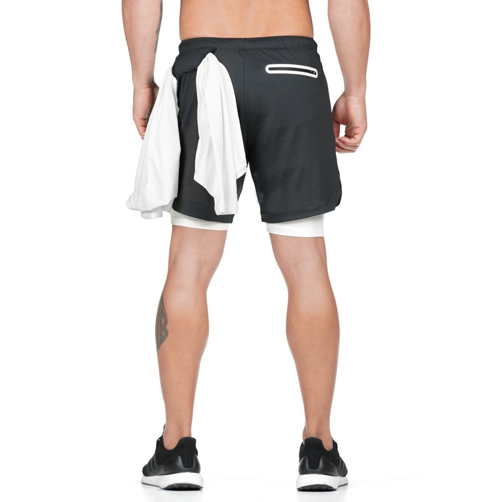 Men'S 2 In 1 Sport Quick Dry Short Pants With Phone Pocket