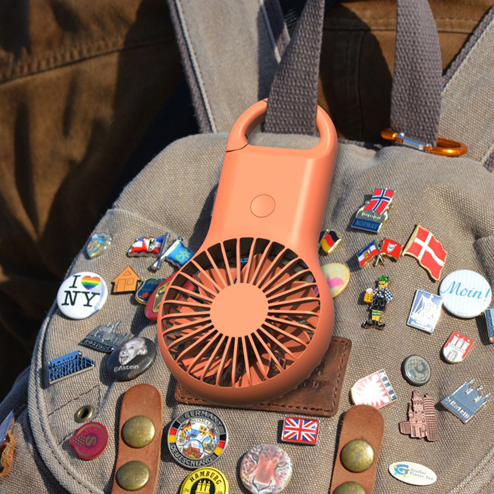 Rechargeable Handheld Fan with Carabiner