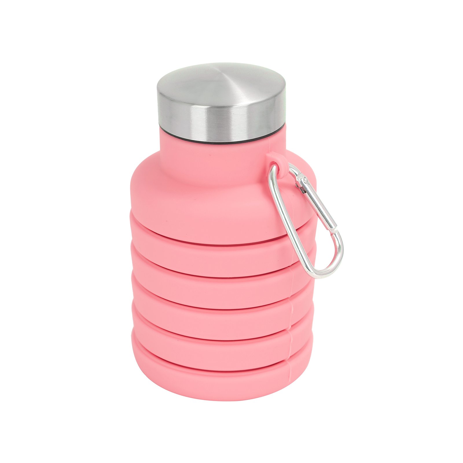 17 oz Collapsible Silicone Water Bottle w/ Carabiner