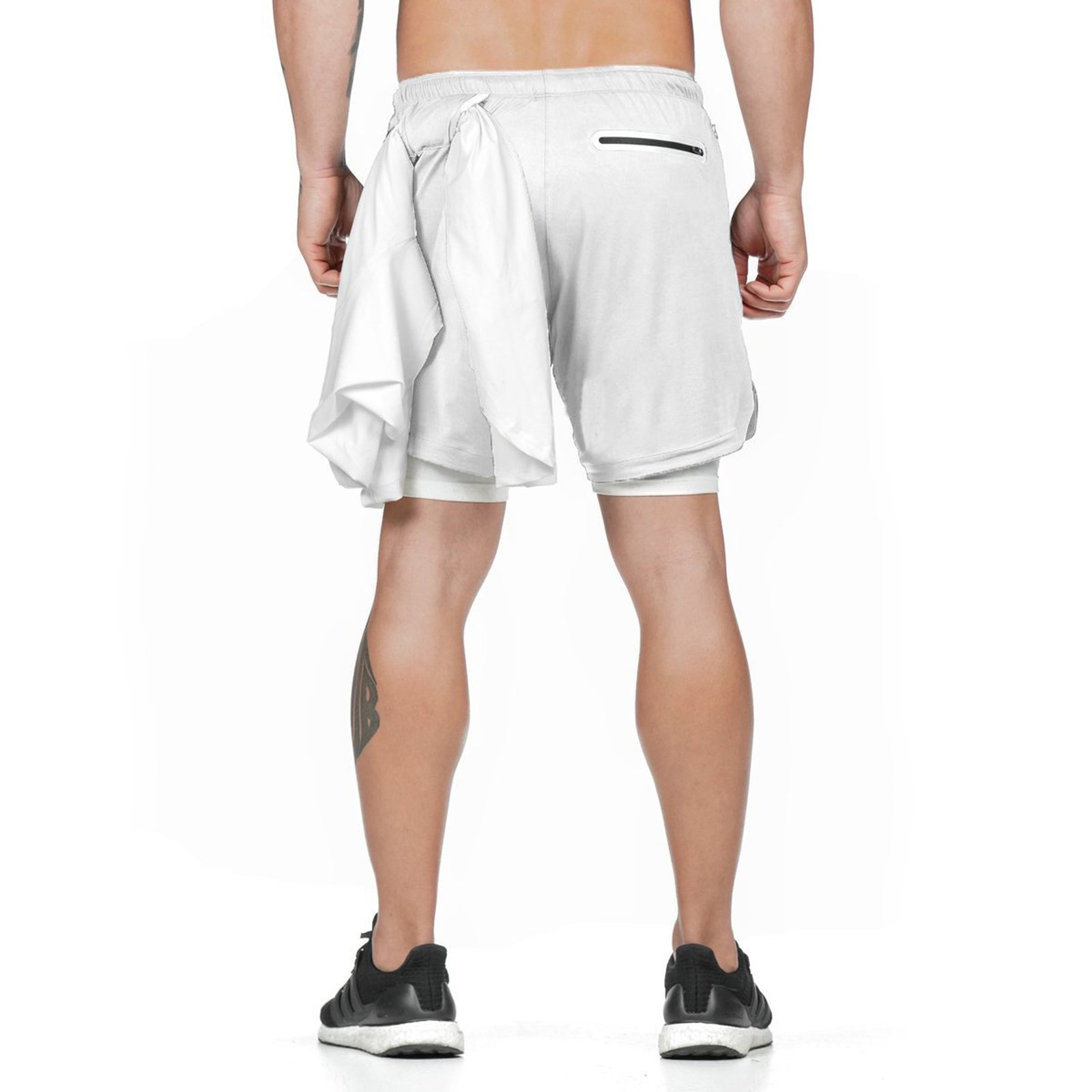 Men'S 2 In 1 Sport Quick Dry Short Pants With Phone Pocket