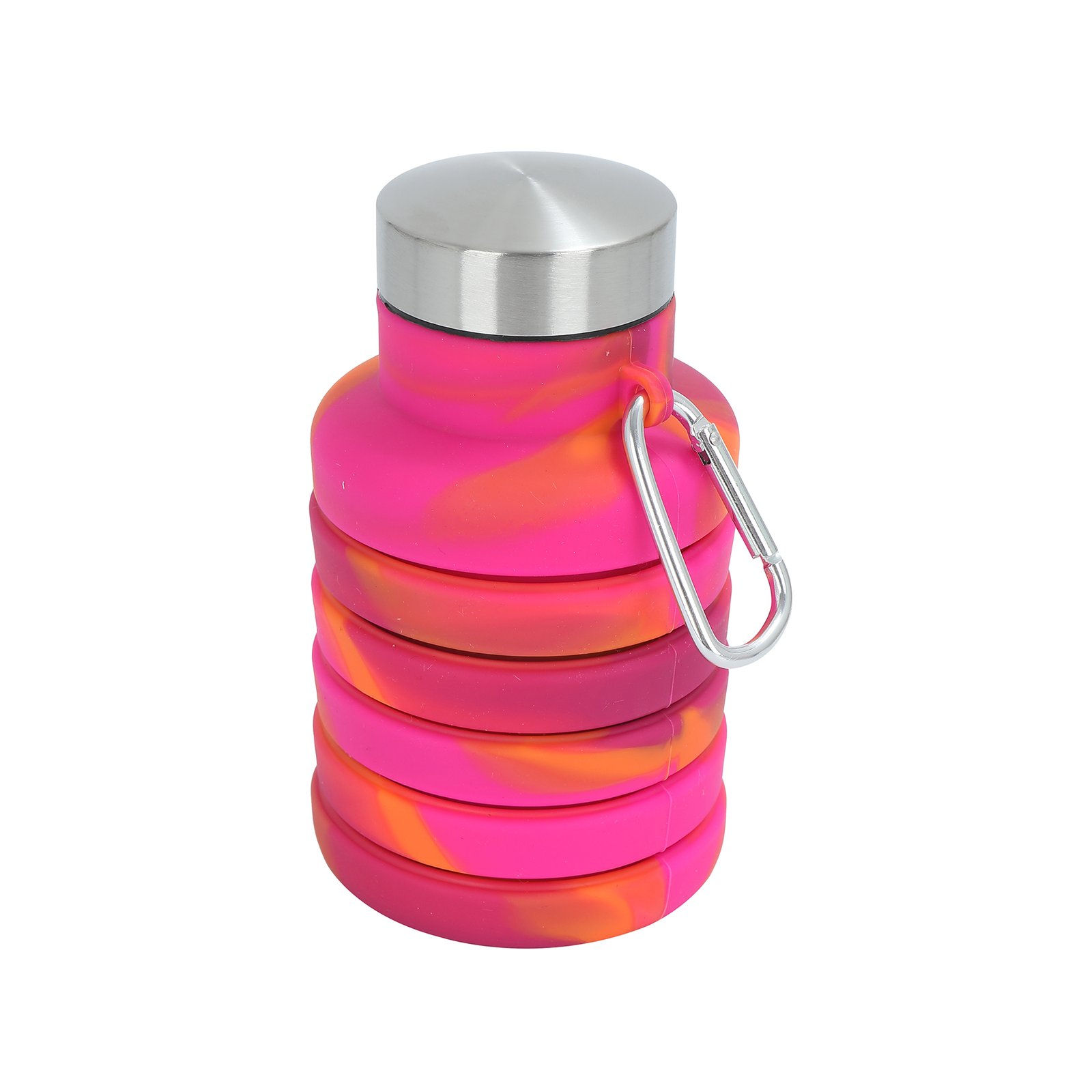 17 oz Collapsible Silicone Water Bottle w/ Carabiner