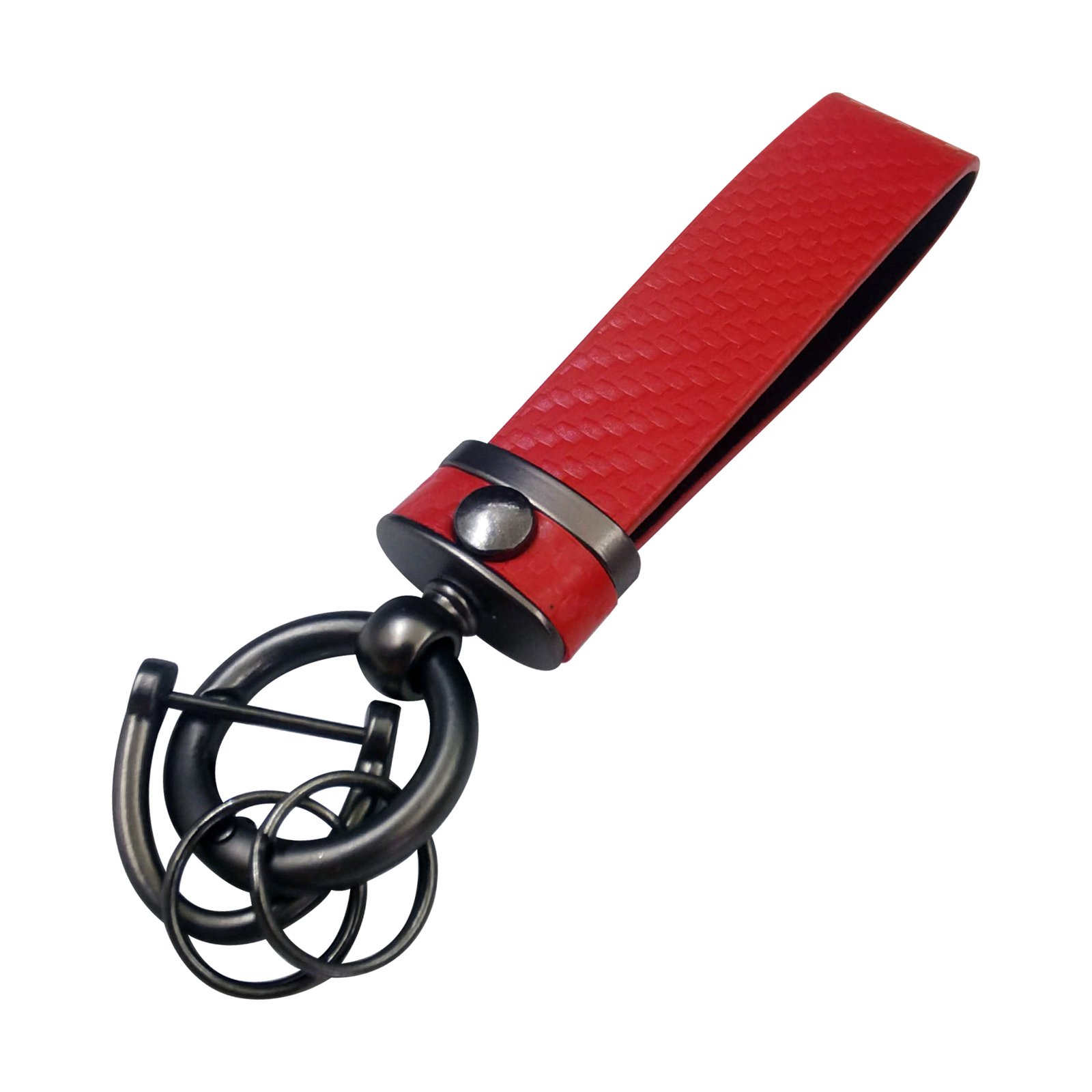 Carbon Fiber Leather Metal Car Keychain