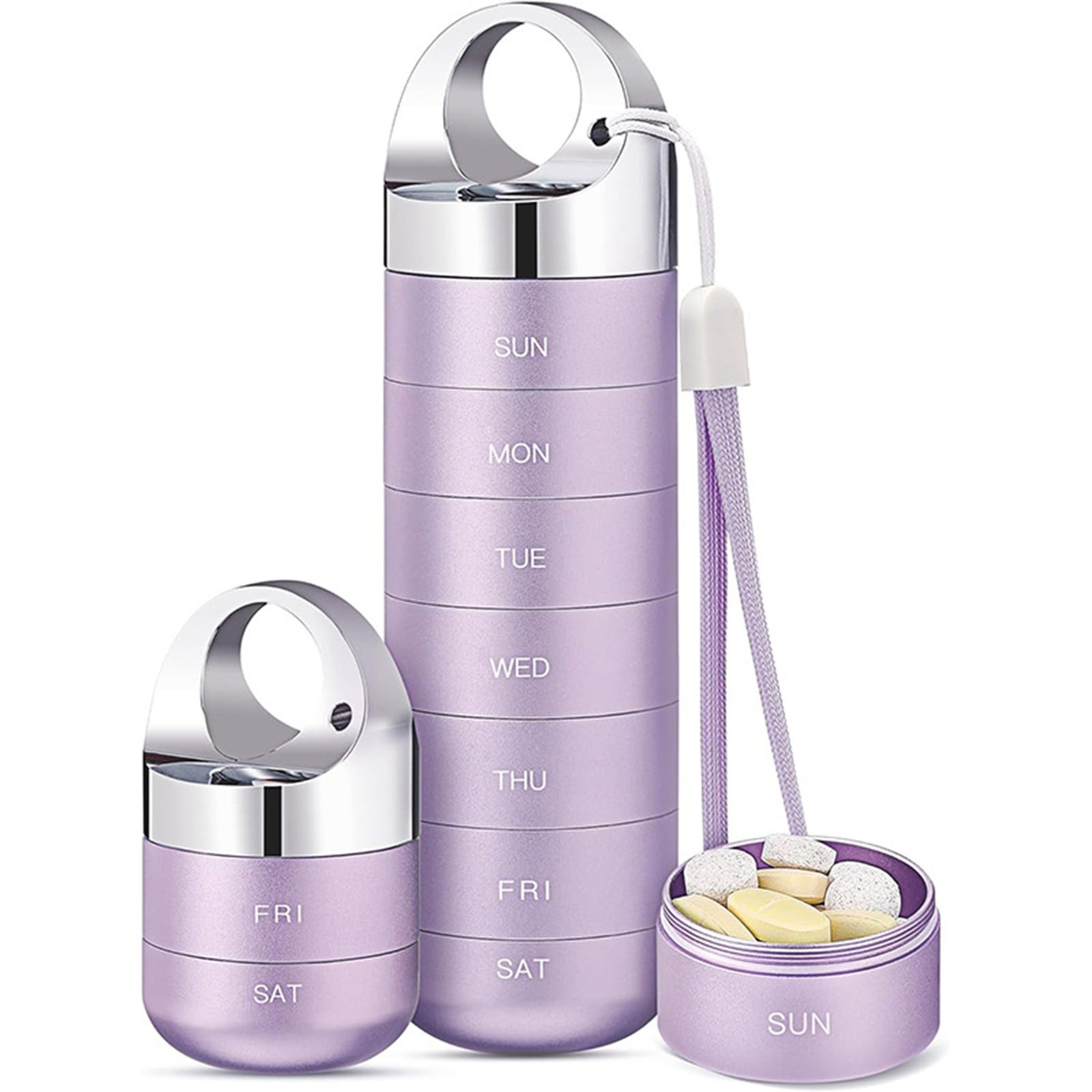 7-Day Aluminum Alloy Pill Box Portable Waterproof Outdoor Metal Case