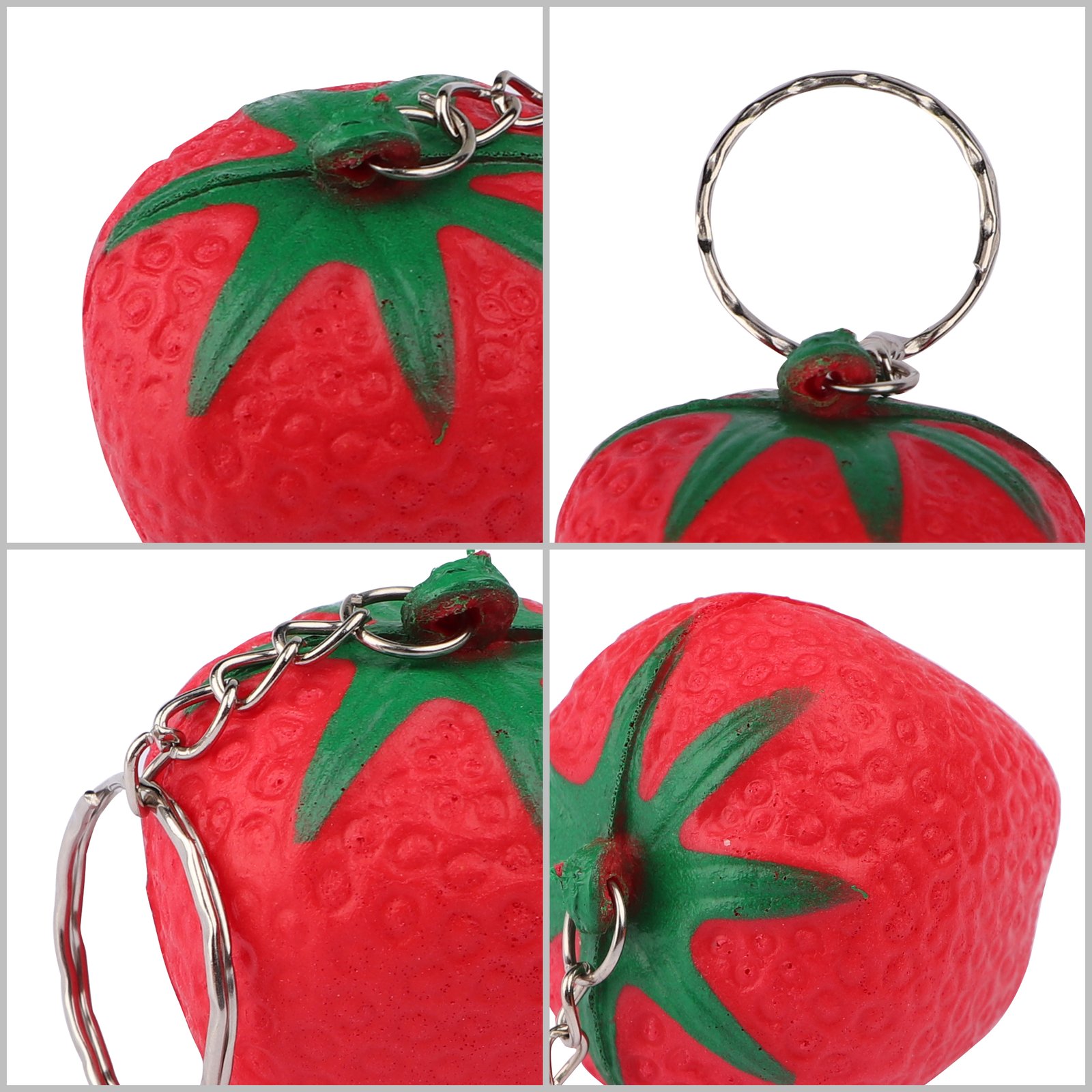 1.6"x1.5" Mini Strawberry Shaped Stress Balls W/ Split Ring